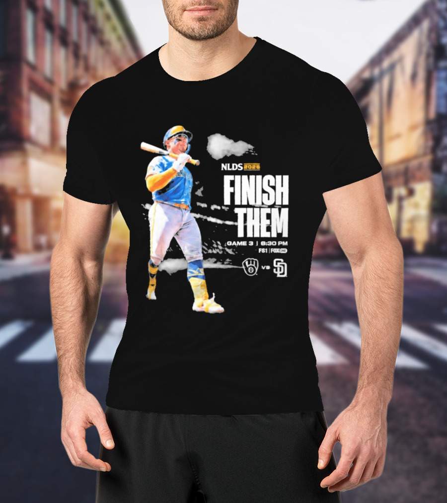 NLDS 2026 Finish Them Game 5 Brewers Vs Padres Playoff Showdown T-Shirt