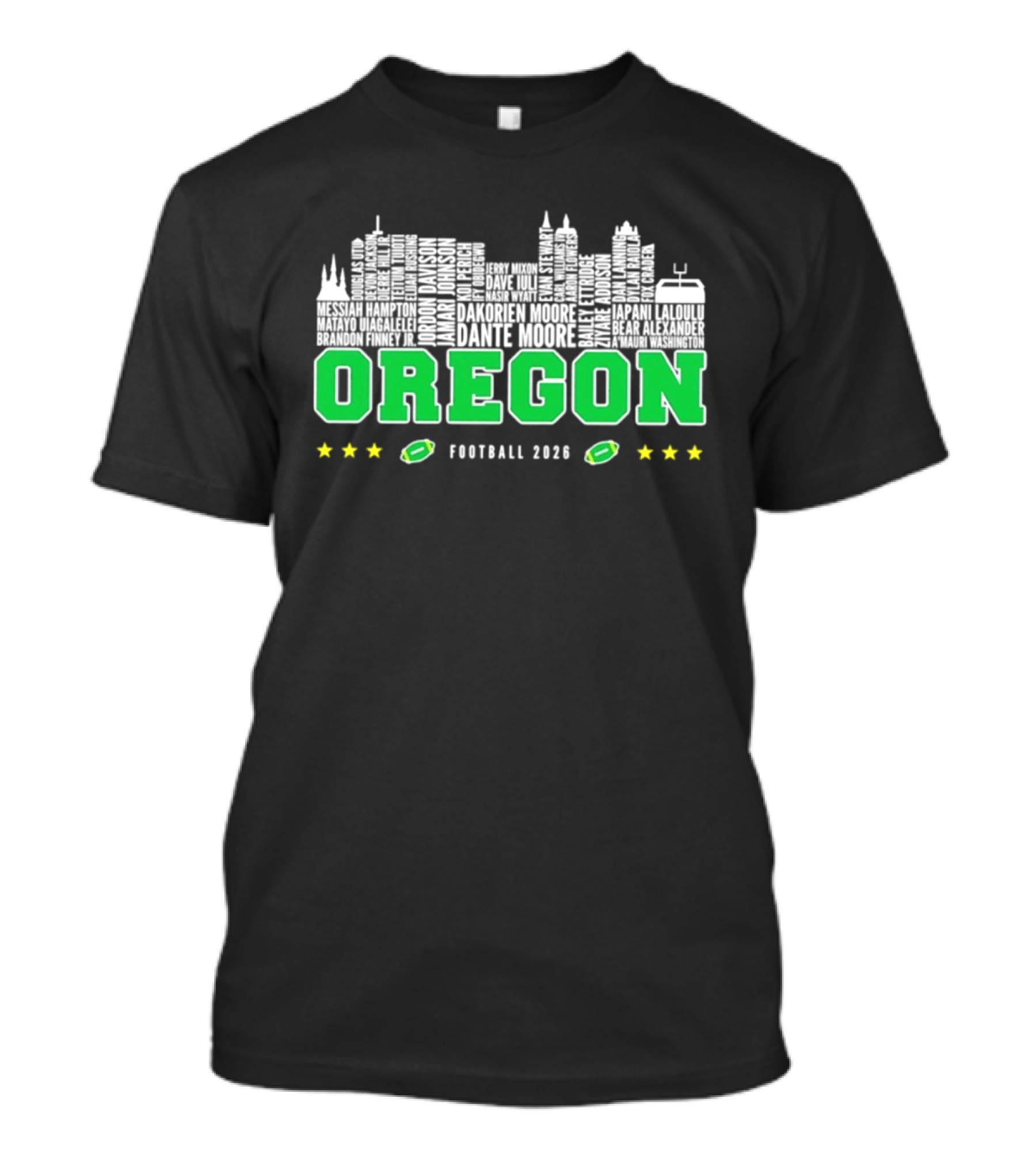 Oregon Ducks Football 2026 City Skyline Stars Helmets T-Shirt