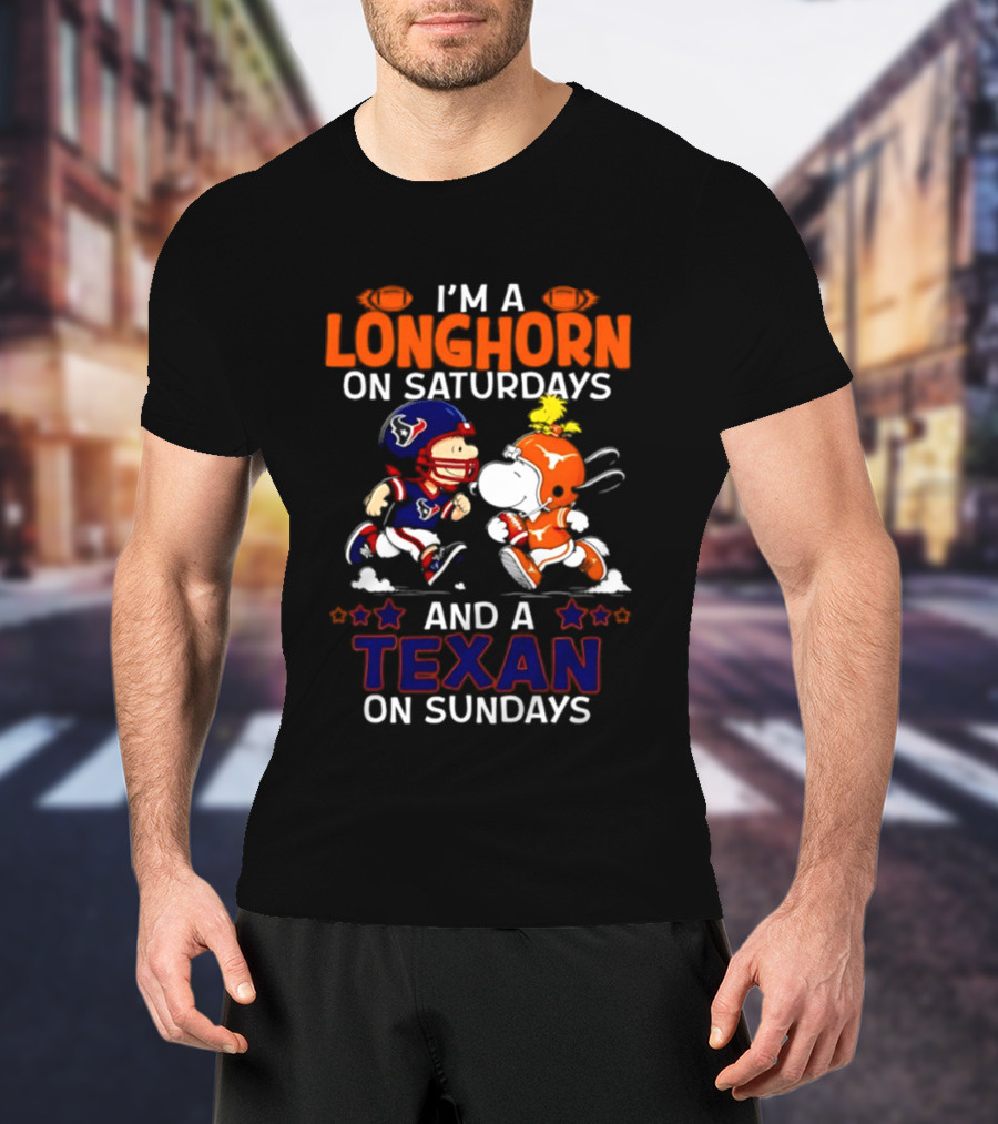 Peanuts I'm A Longhorn On Saturdays And A Texan On Sundays T-Shirt