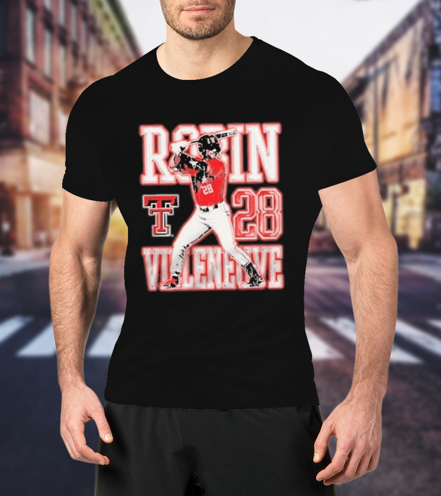 Robin Villeneuve Texas Tech Red Raiders 28 Baseball NCAA Swing T-Shirt