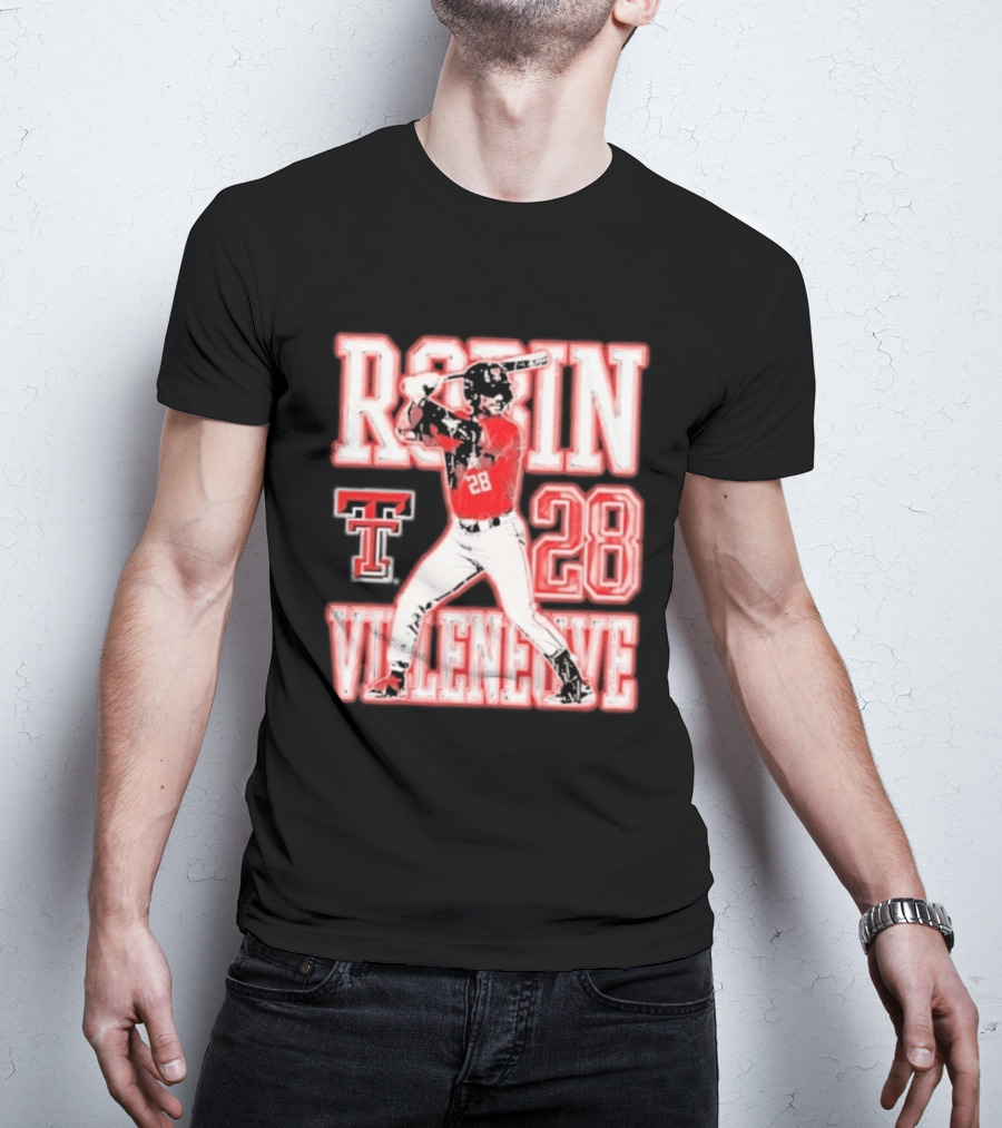 Robin Villeneuve Texas Tech Red Raiders 28 Baseball NCAA Swing T-Shirt