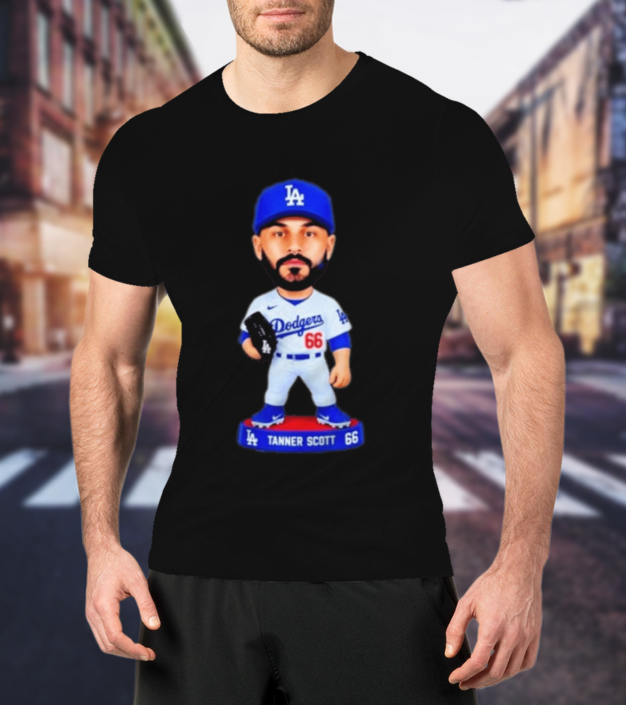 Tanner Scott Los Angeles Dodgers Number 66 Bobblehead Collectible T-Shirt