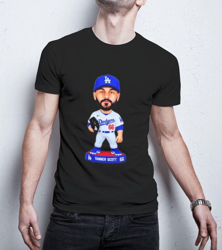 Tanner Scott Los Angeles Dodgers Number 66 Bobblehead Collectible T-Shirt