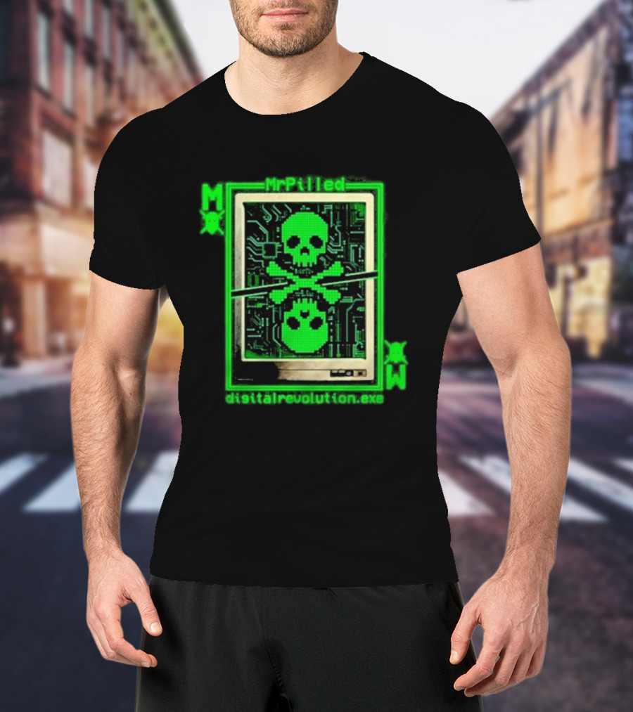 MrPilled DigitalRevolution.exe Hacker Cyber Circuitry Skull T-Shirt