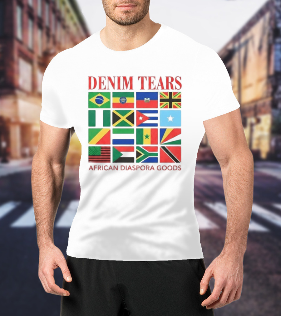 Denim Tears African Diaspora Goods Flags Brazil Jamaica Trinidad Haiti Somalia T-Shirt