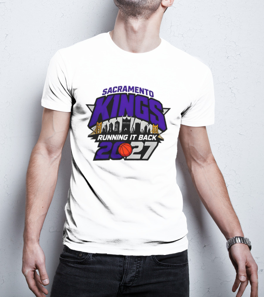 Sacramento Kings 2027 Running It Back Skyline Basketball T-Shirt