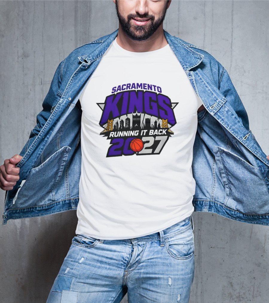 Sacramento Kings 2027 Running It Back Skyline Basketball T-Shirt