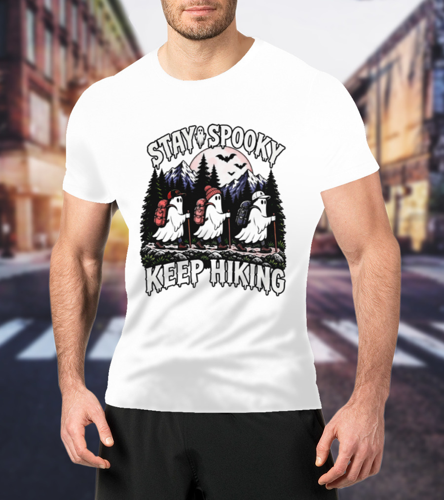 Stay Spooky Hiking Ghosts Halloween Adventure T-Shirt