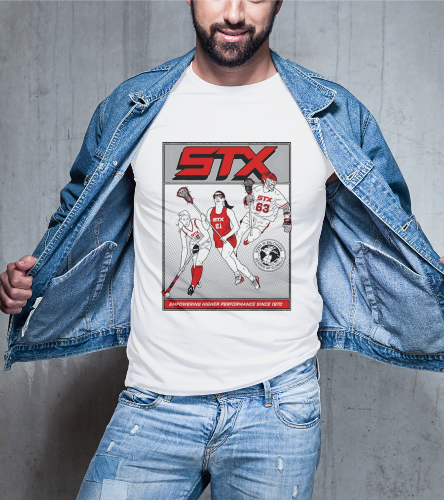 STX Born In Baltimore Geared Up Globally Empowering Higher Performance Since 1970 Lacrosse Field Hockey Players T-Shirt