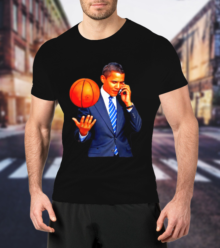 Barack Obama Basketball Phone Call In Suit And Tie T-Shirt