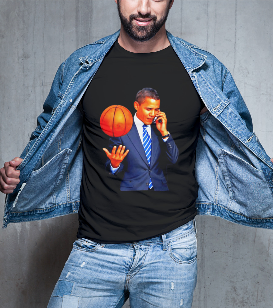 Barack Obama Basketball Phone Call In Suit And Tie T-Shirt