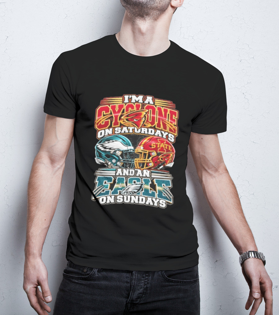 I'm A Cyclone On Saturdays And A Eagle On Sundays Helmet Fan Gear T-Shirt