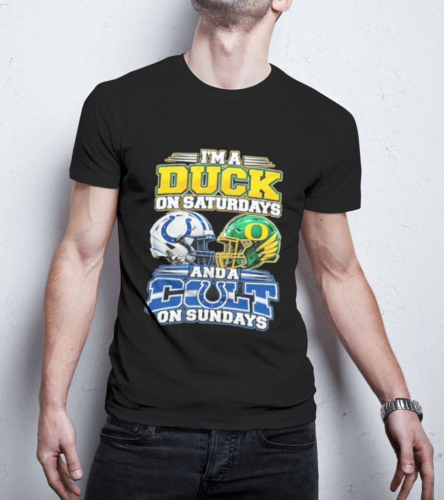 I'm A Duck On Saturdays And A Colt On Sundays Helmet Clash T-Shirt