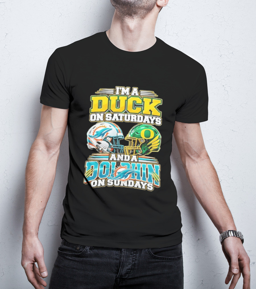 I'm A Duck On Saturdays And A Dolphin On Sundays Football Helmets T-Shirt