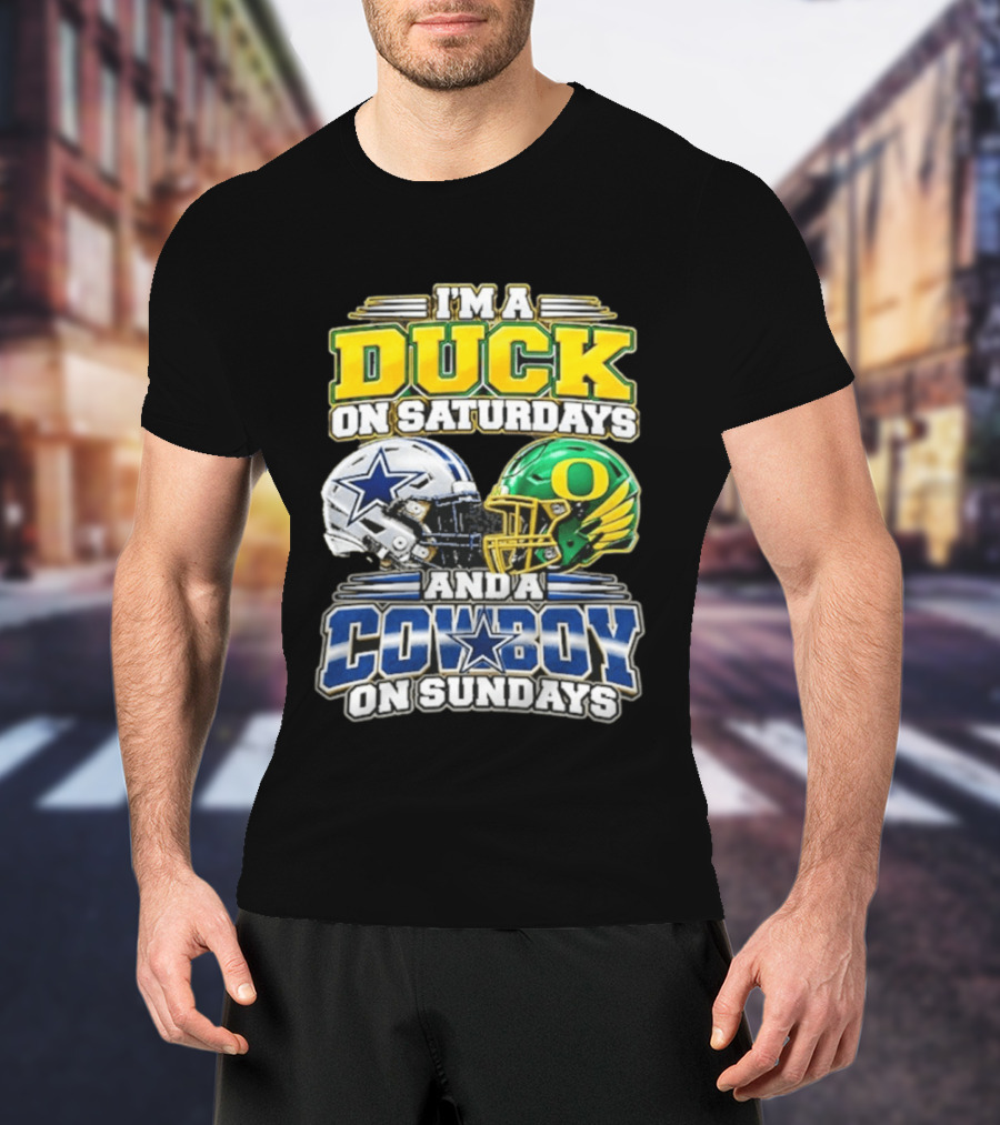 I'm A Duck On Saturdays And A Cowboy On Sundays Football Helmets T-Shirt
