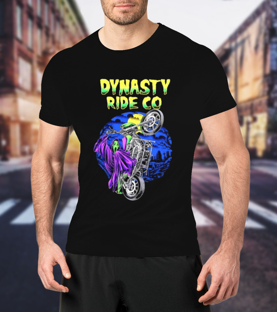 Dynasty Ride Co Ghostface 2026 Halloween Motorcycle Adventure T-Shirt