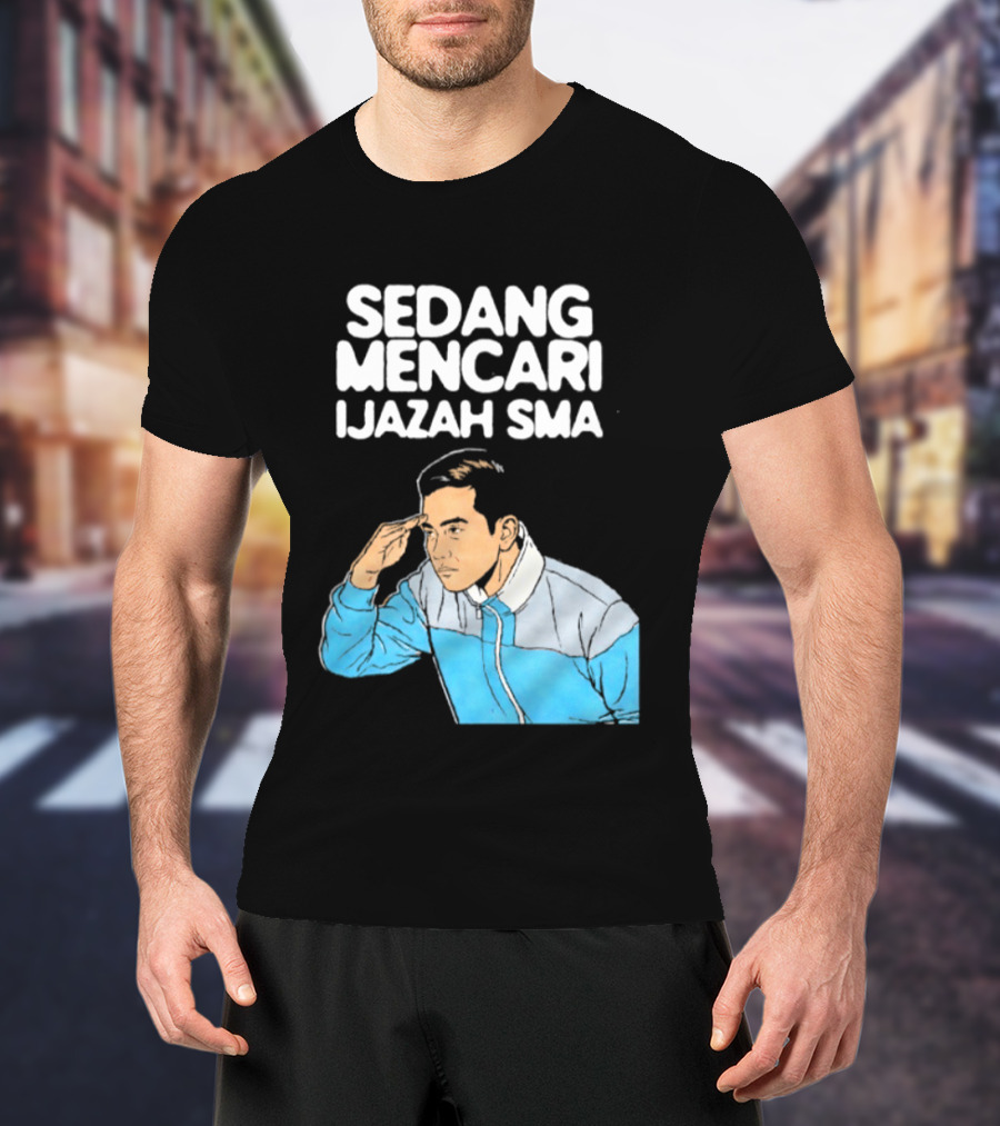 Sedang Mencari Ijazah SMA Man In Blue Jacket Visual T-Shirt
