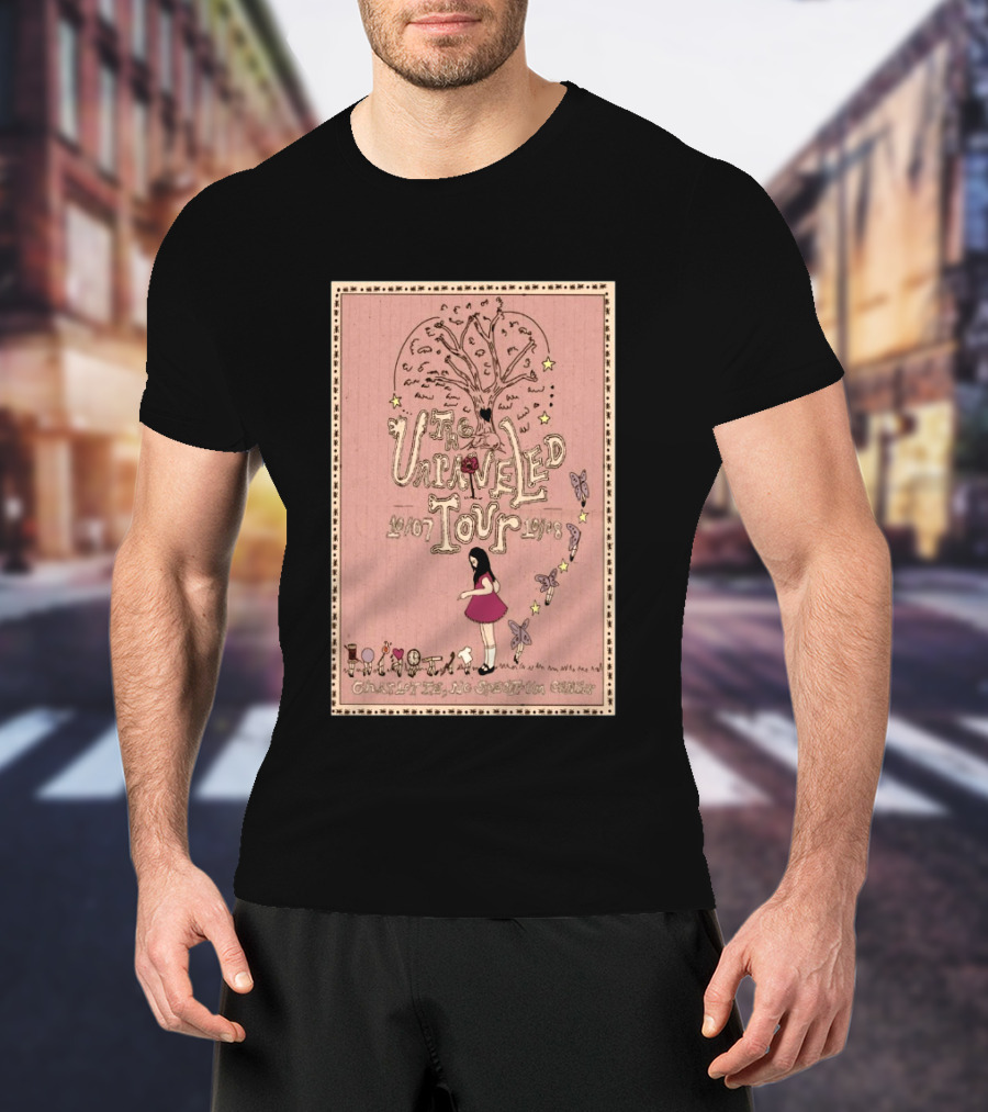 Olivia Rodrigo The Unraveled Tour Charlotte October 7 8 2026 Limited Concert Vintage Pink Design With Tree Butterflies Stars T-Shirt