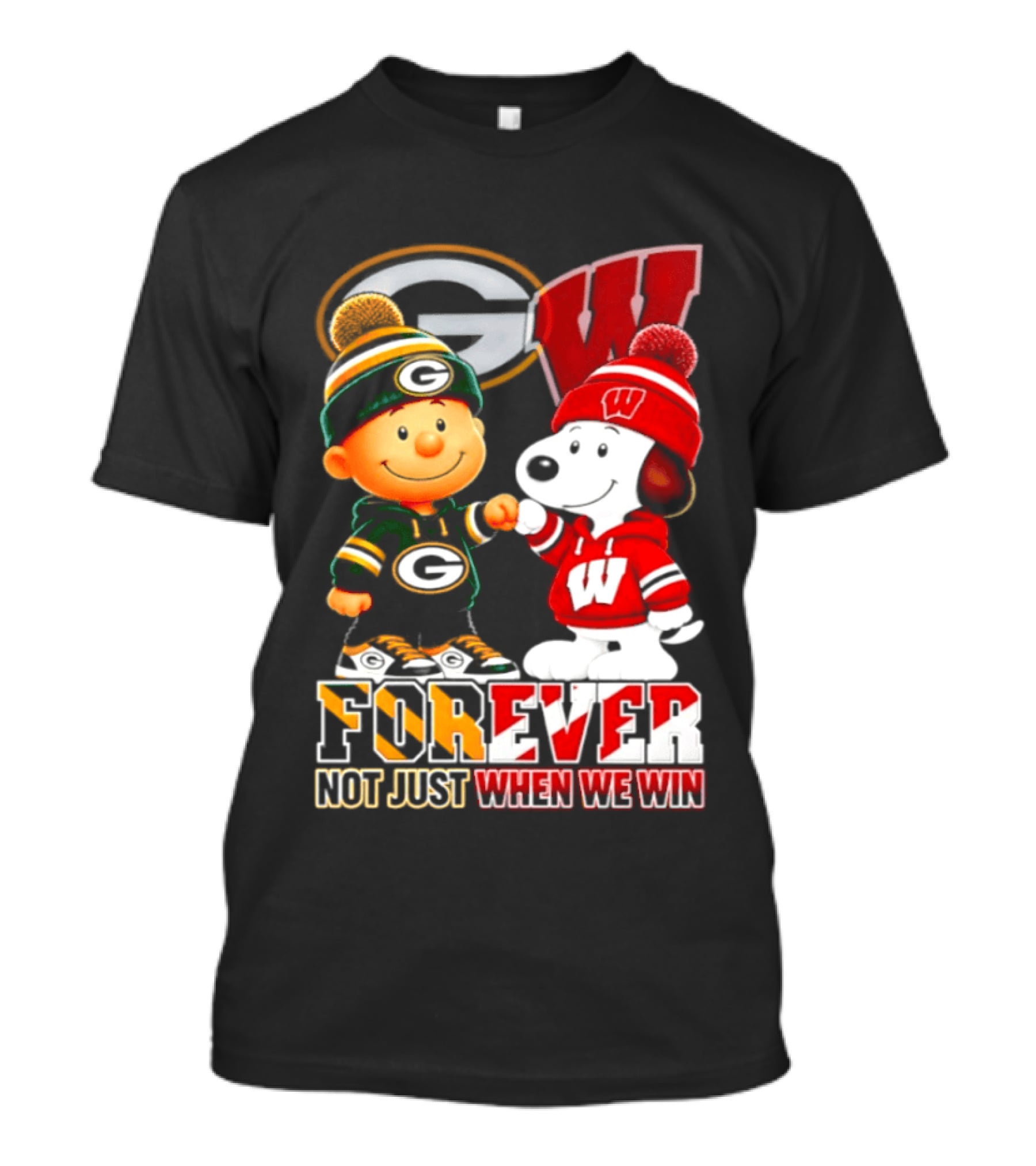 Peanuts Green Bay Packers Wisconsin Badgers Forever Not Just When We Win T-Shirt