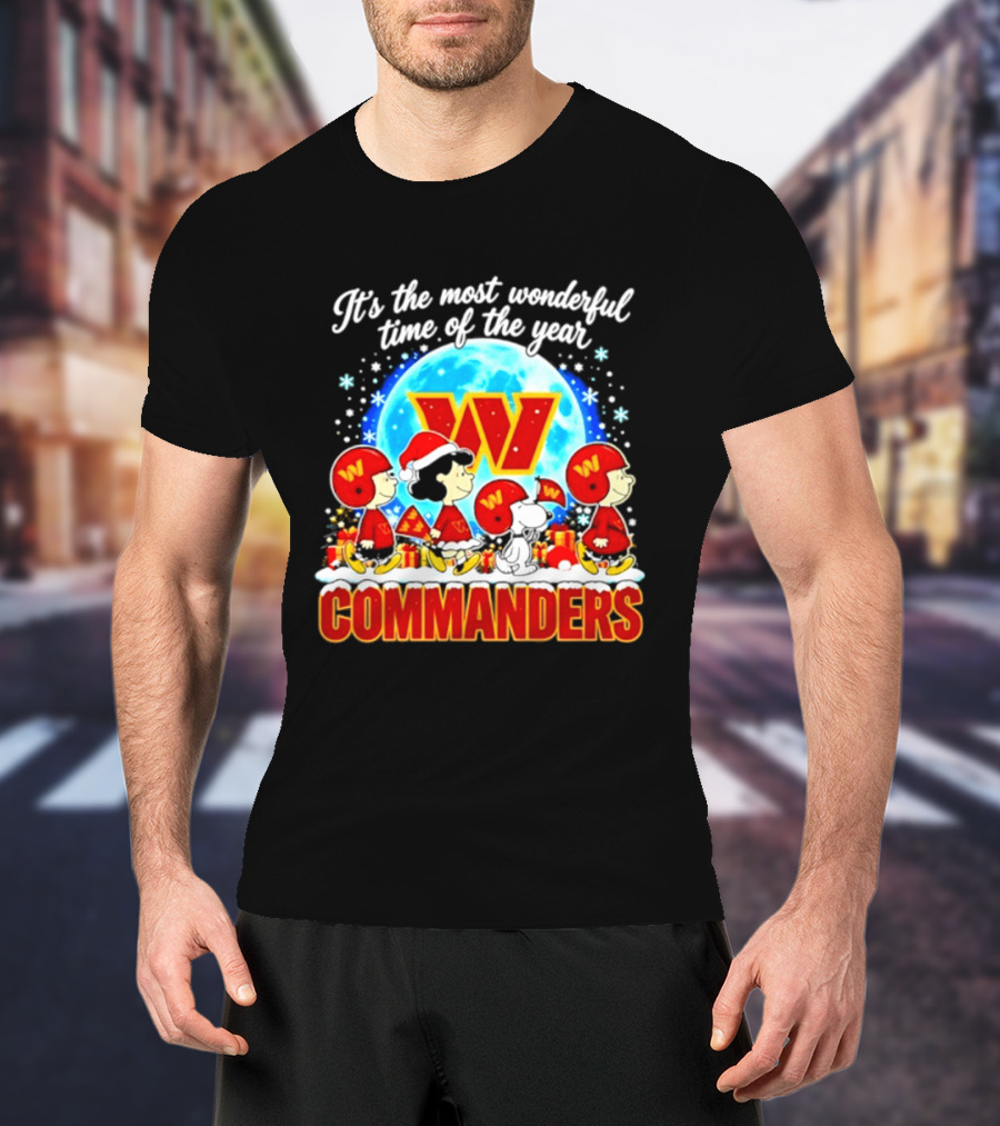 Peanuts Washington Commanders 2026 Christmas It's The Most Wonderful Time Of The Year T-Shirt