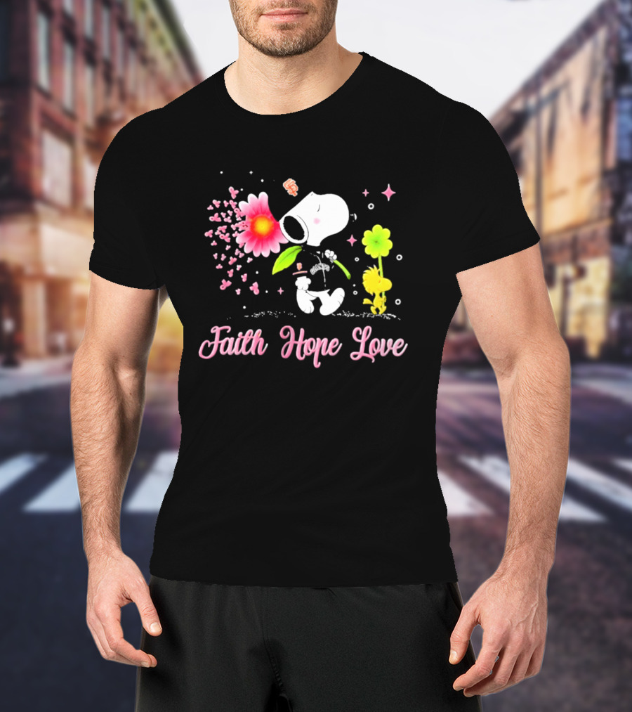 Faith Hope Love Snoopy San Francisco Giants Breast Cancer Awareness T-Shirt