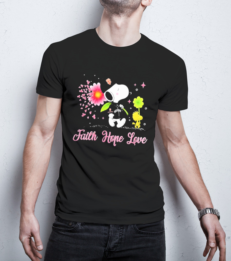 Faith Hope Love Snoopy San Francisco Giants Breast Cancer Awareness T-Shirt
