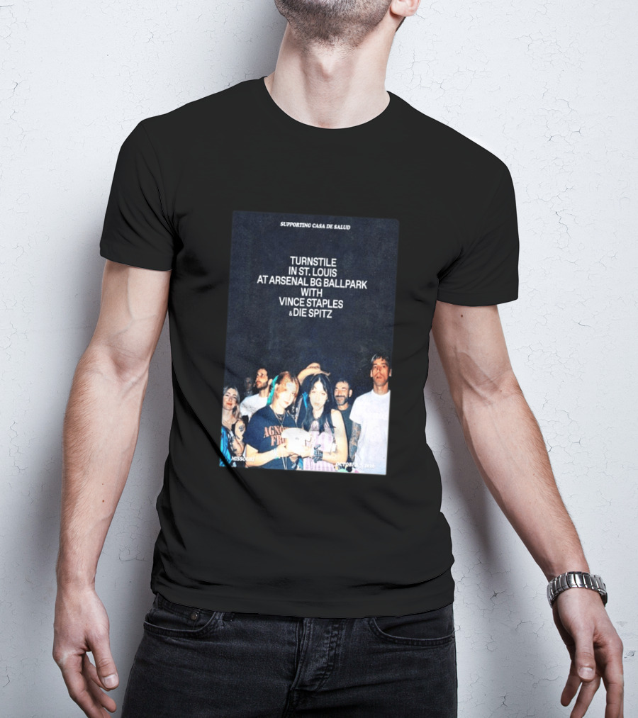 Turnstile St. Louis Arsenal BG Ballpark Vince Staples Die Spitz October 2026 Supporting Casa De Salud Missouri T-Shirt
