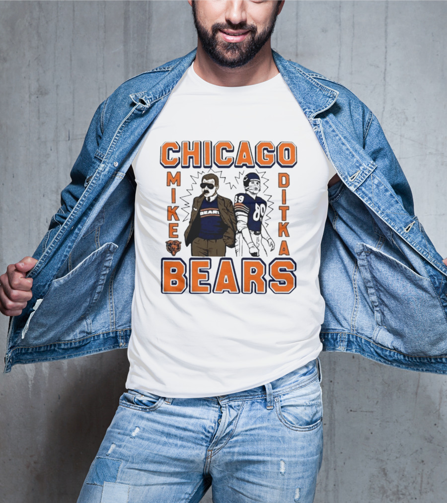 Mike Ditka Chicago Bears Vintage Homage Ash Grey T-Shirt