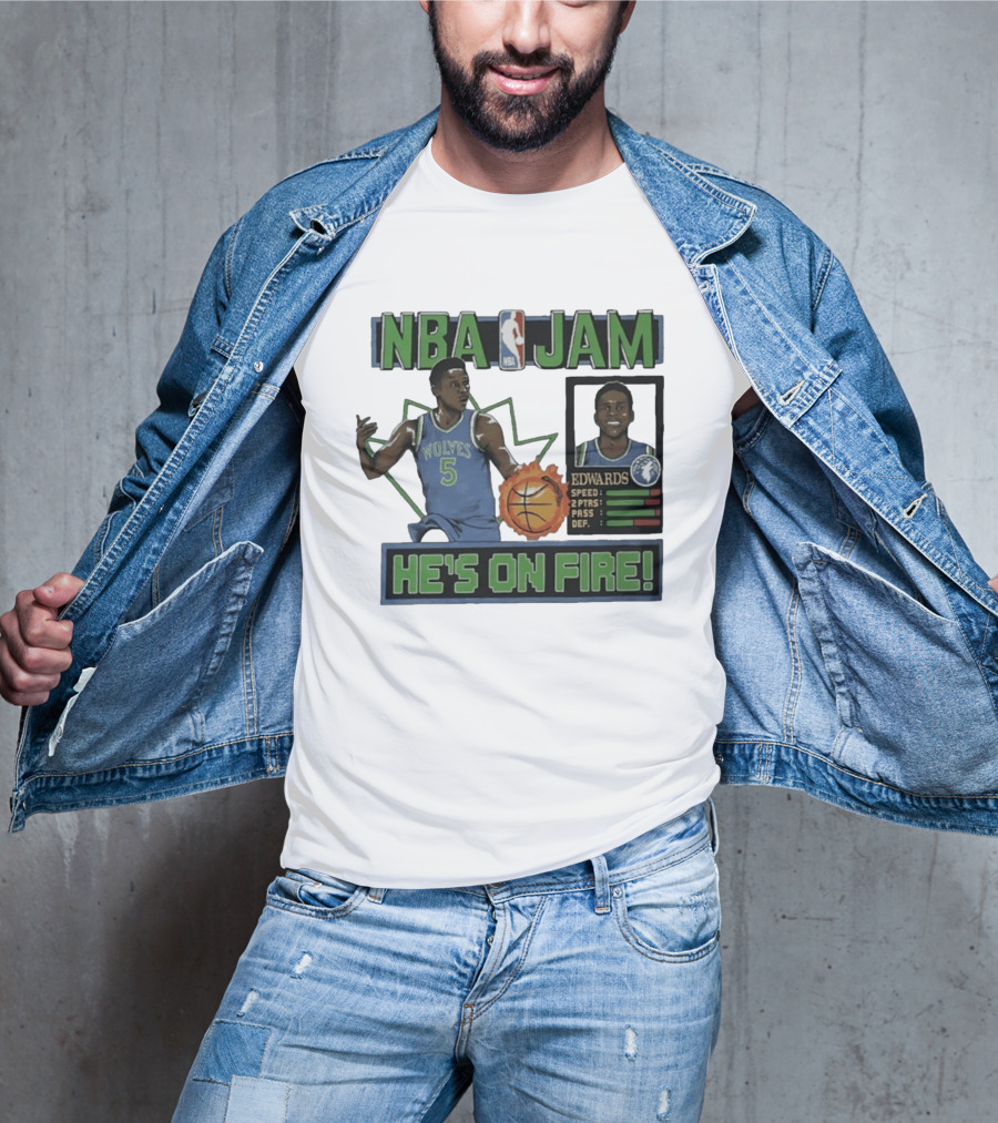 NBA Jam Wolves Edwards He's On Fire 2026 T-Shirt