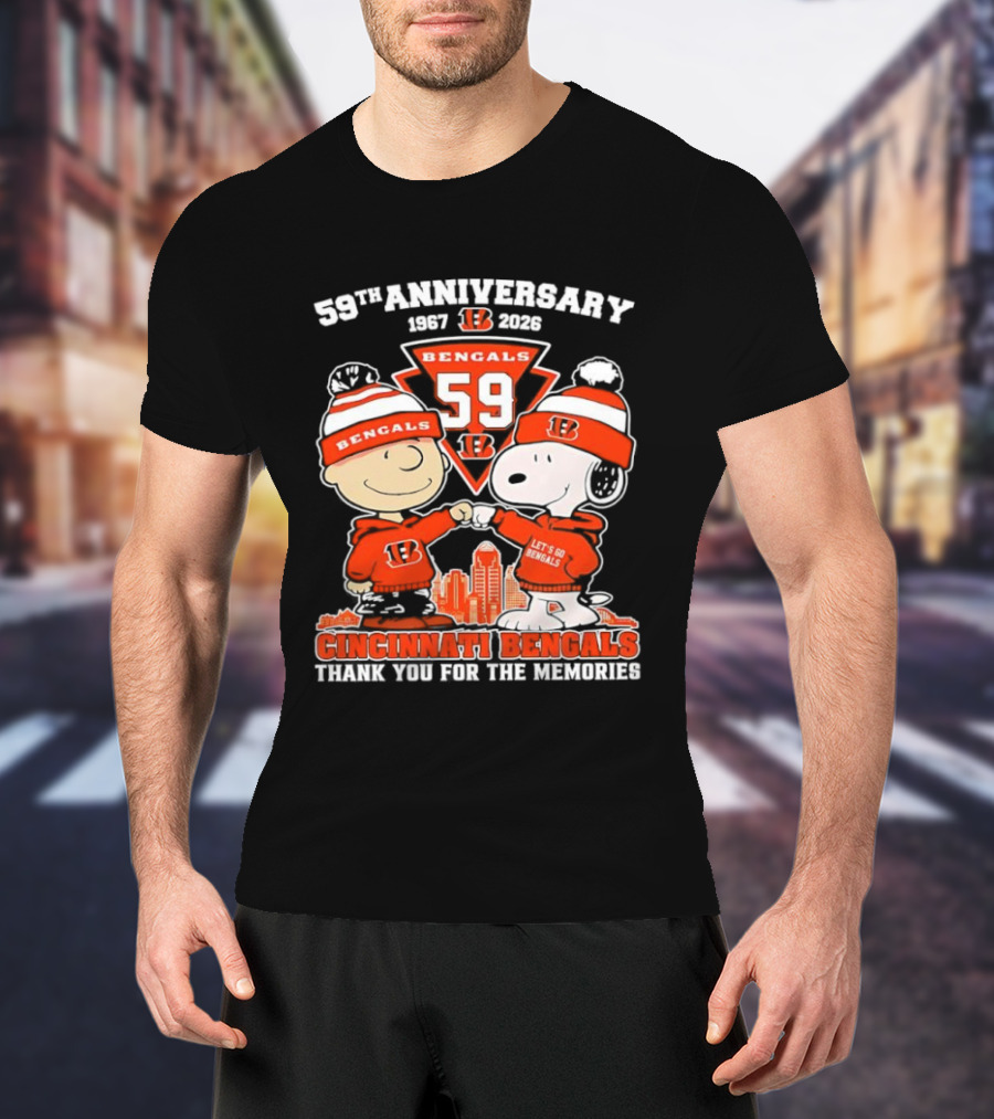 59th Anniversary 1967-2026 Bengals 59 Peanuts Cincinnati Bengals Thank You For The Memories T-Shirt
