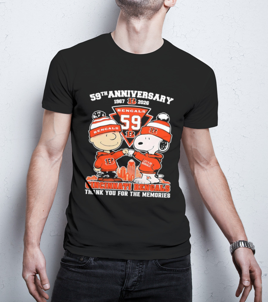 59th Anniversary 1967-2026 Bengals 59 Peanuts Cincinnati Bengals Thank You For The Memories T-Shirt