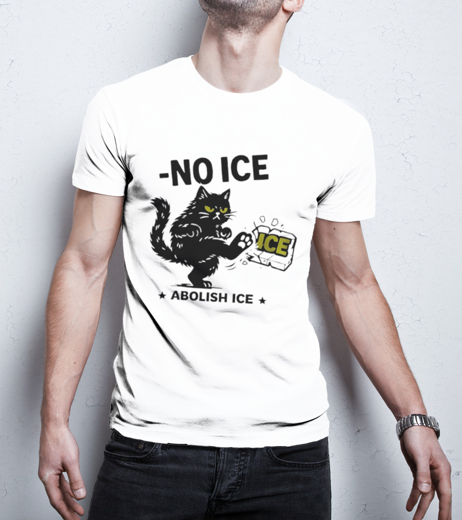 Black Cat No Ice Abolish ICE T-Shirt