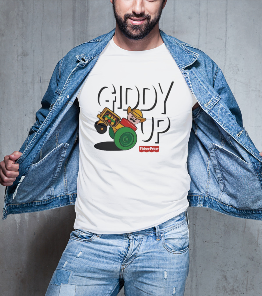 Giddy Up Fisher Price Cowboy On Tractor T-Shirt