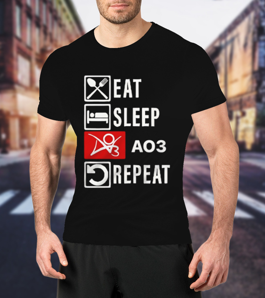 Eat Sleep AO3 Repeat Fanfiction Enthusiast Lifestyle T-Shirt