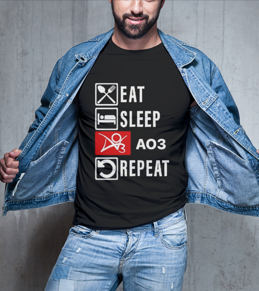 Eat Sleep AO3 Repeat Fanfiction Enthusiast Lifestyle T-Shirt