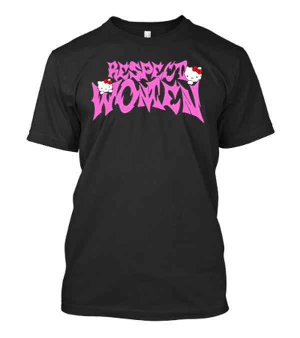 Respect Women Pink Script Featuring Hello Kitty T-Shirt
