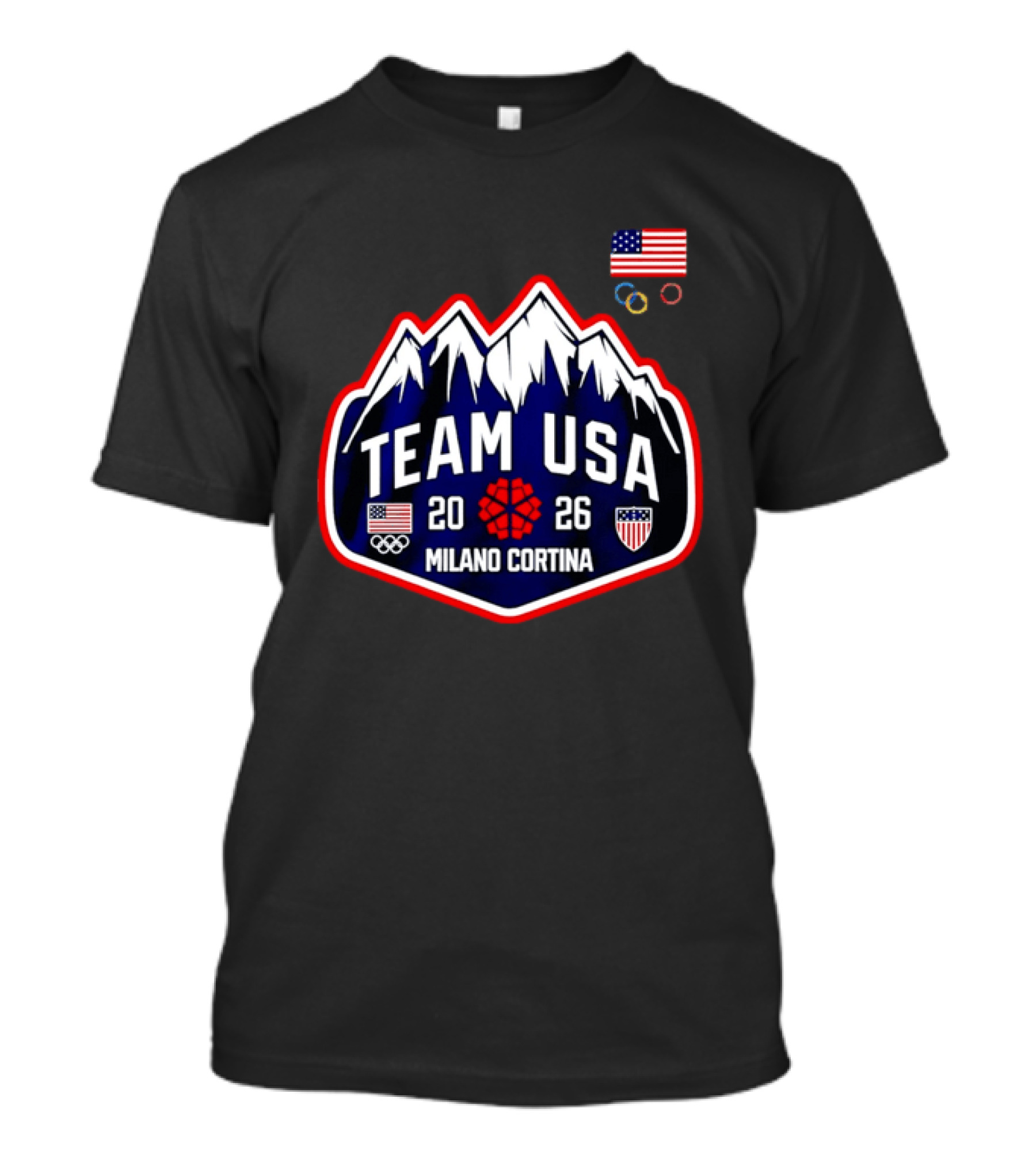 Team Usa 2026 Milano Cortina Olympics American Flag Mountain T-Shirt