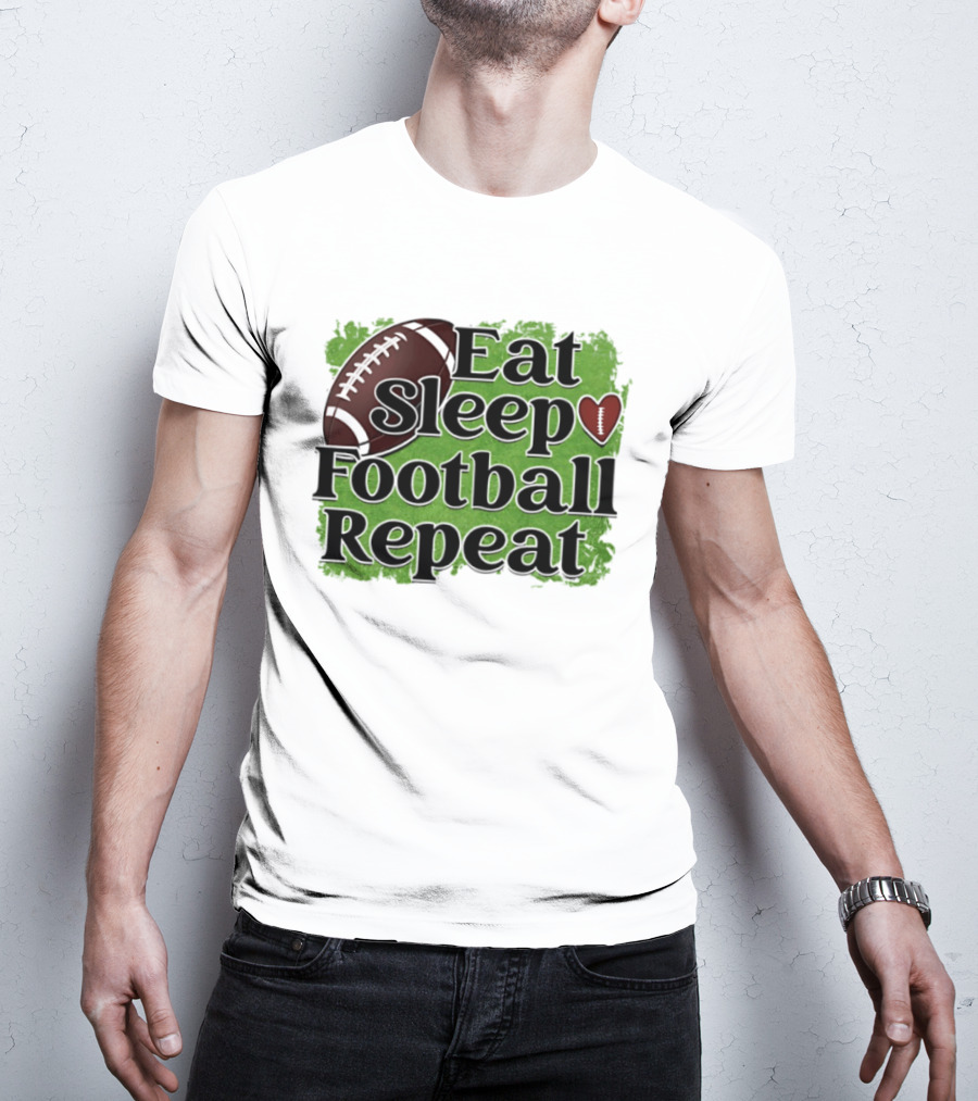 Eat Sleep Football Repeat Heart Football T-Shirt