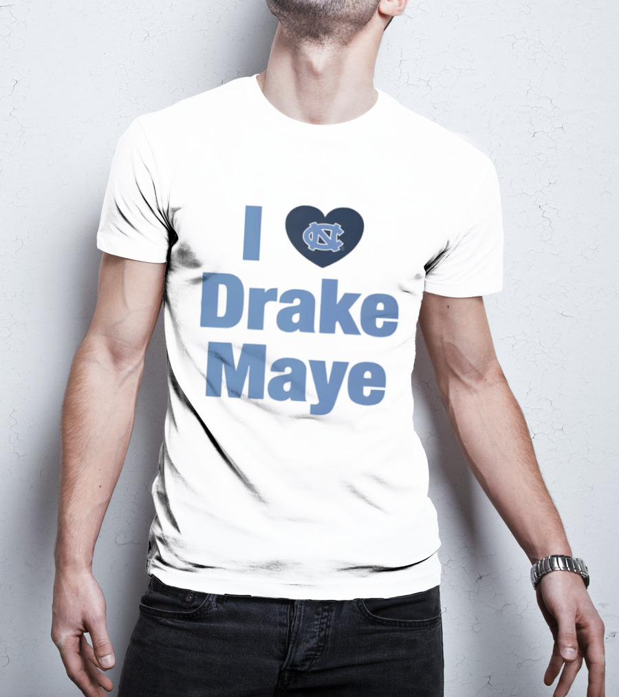 I Love Drake Maye UNC Tar Heels Football Heart T-Shirt