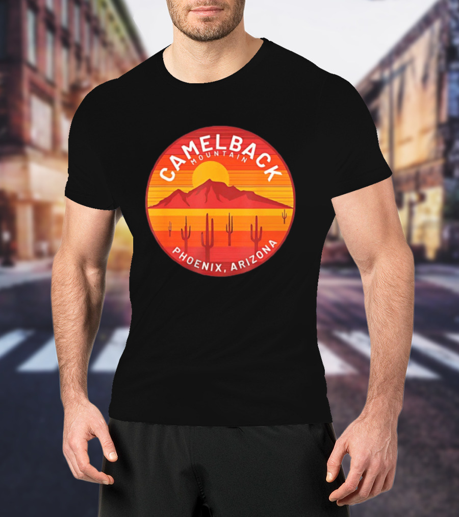 Camelback Mountain Phoenix Arizona Sunset Cactus Desert Hiking T-Shirt