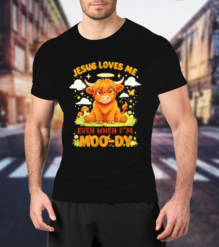 Grumpy Bison Jesus Loves Me Even When I'm Moo Dy Yellow T-Shirt