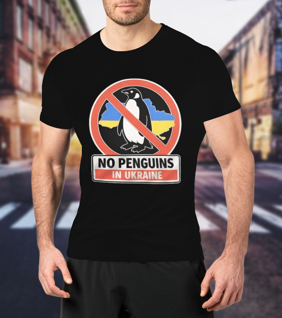 No Penguins In Ukraine Map Outline And Sign T-Shirt
