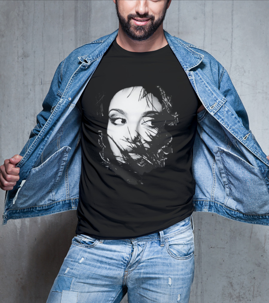 Jade Face Mysterious Gaze Black And White Brushstroke T-Shirt