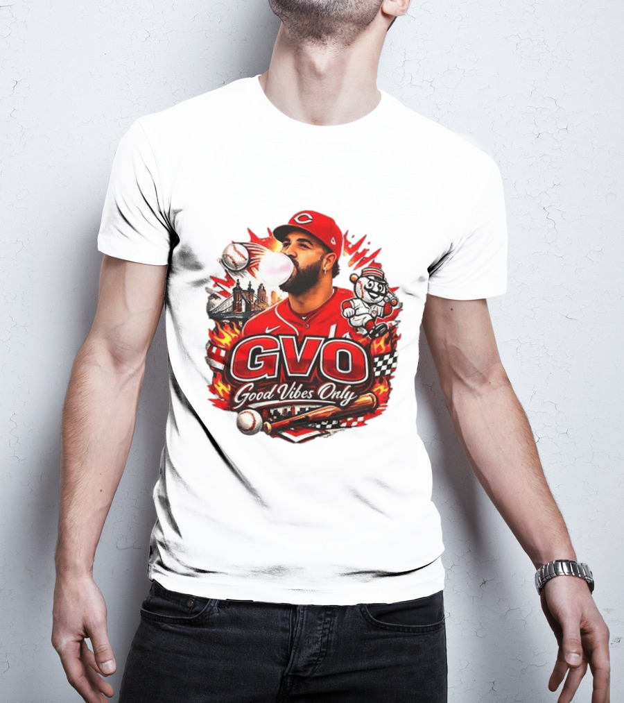 GVO Good Vibes Only Eugenio Suarez Reds Baseball Cincinnati Sports T-Shirt