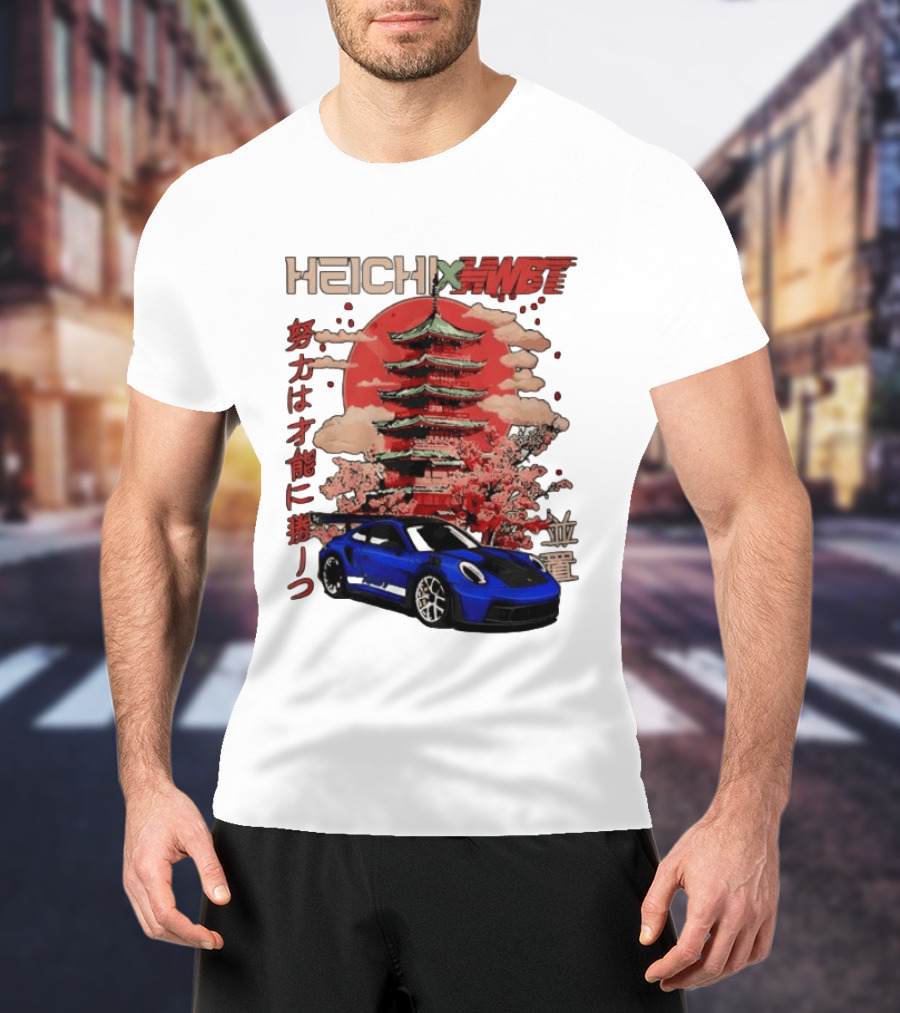 Haichi HWBT 2025 Pagoda Blue Sports Car Red Sun Japanese T-Shirt