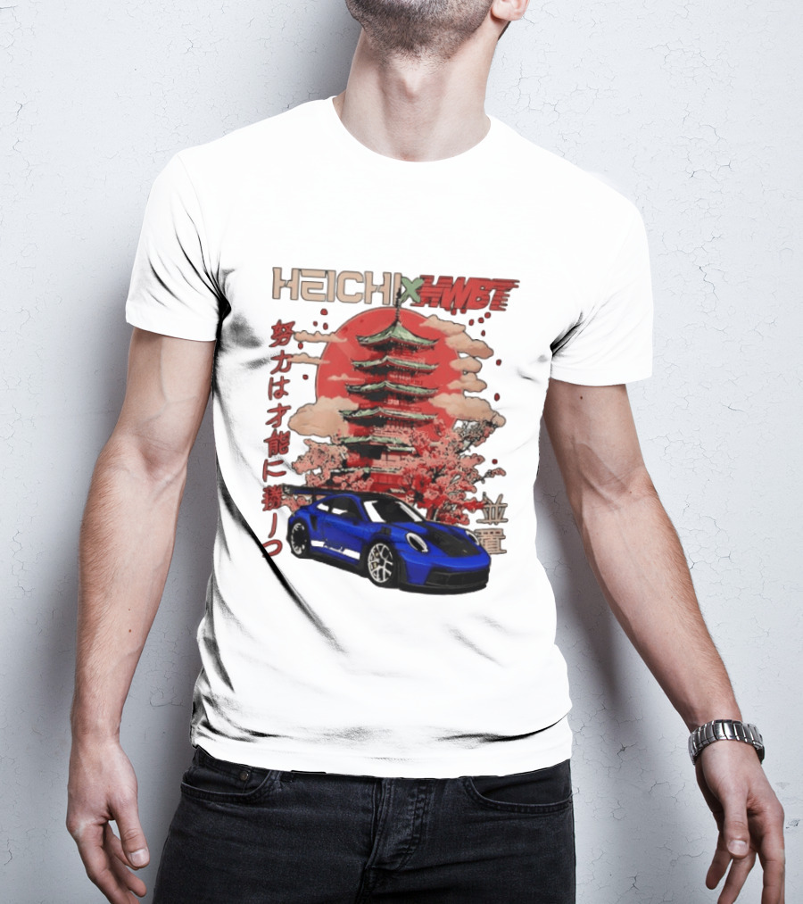 Haichi HWBT 2025 Pagoda Blue Sports Car Red Sun Japanese T-Shirt