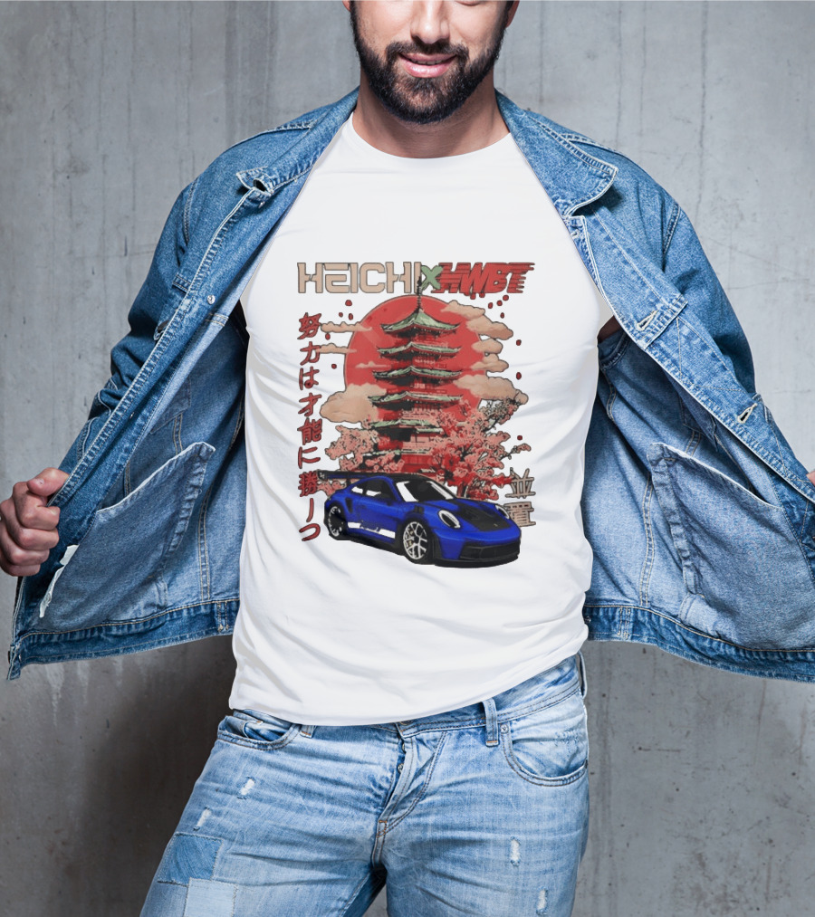 Haichi HWBT 2025 Pagoda Blue Sports Car Red Sun Japanese T-Shirt