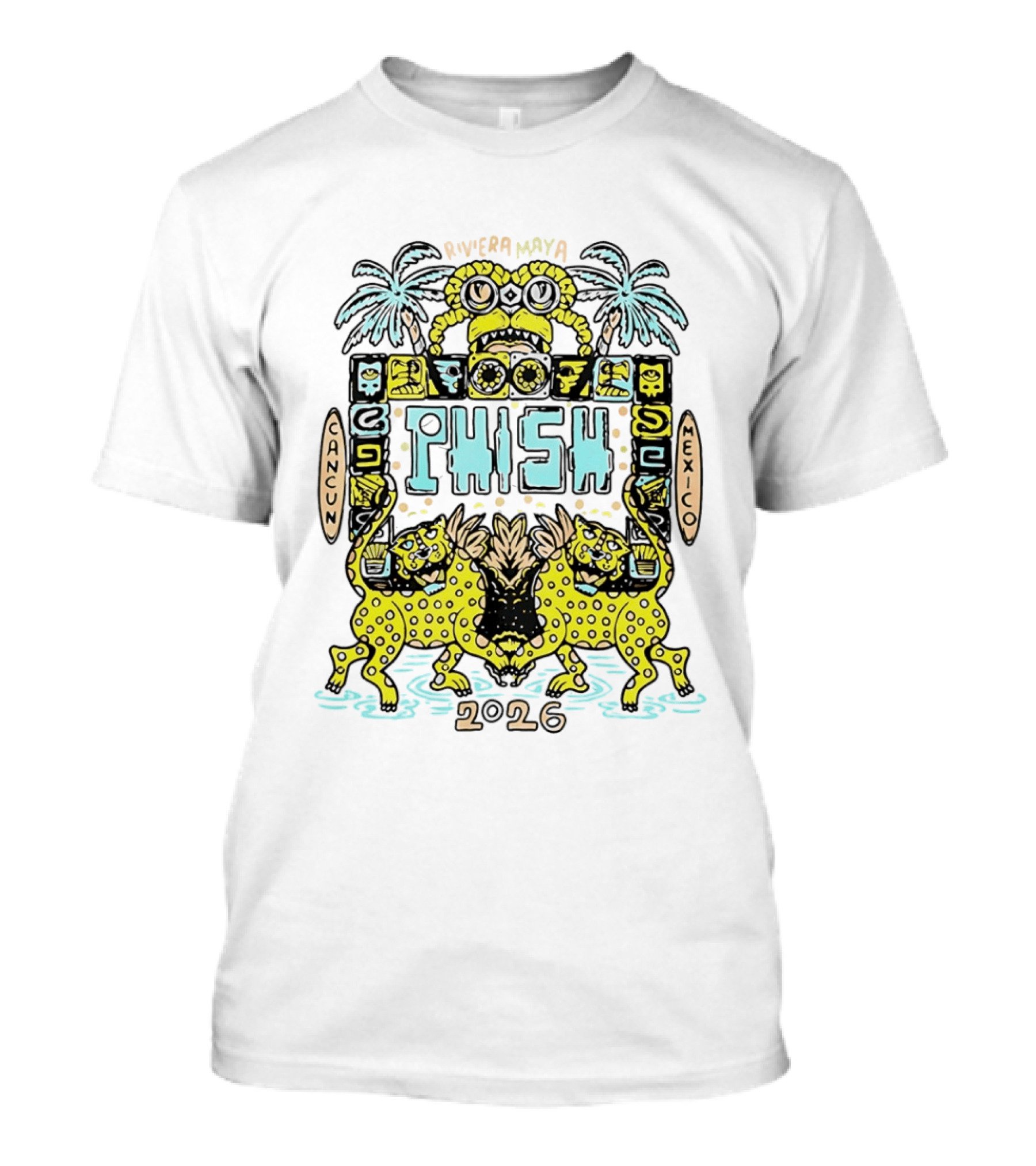 Phish Riviera Maya Cancun Mexico 2026 Jaguars Palms T-Shirt