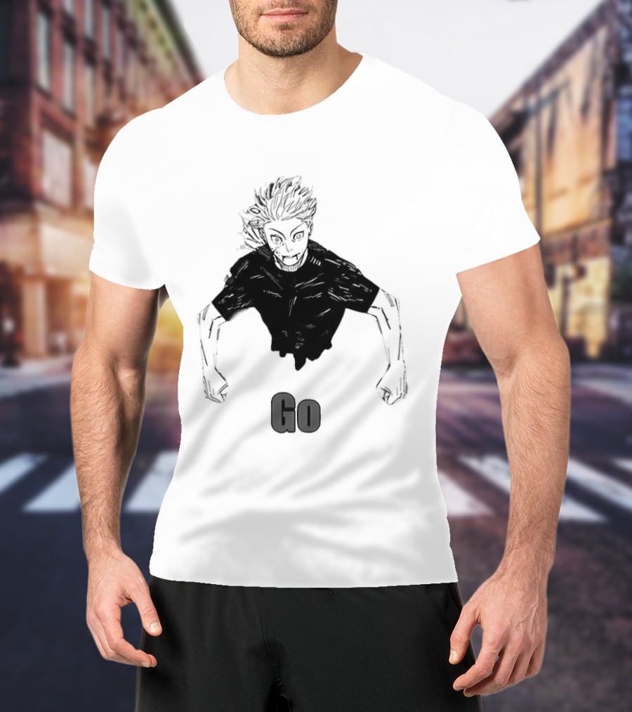 Satoru Gojo Half Body Go Meme Jujutsu Kaisen T-Shirt