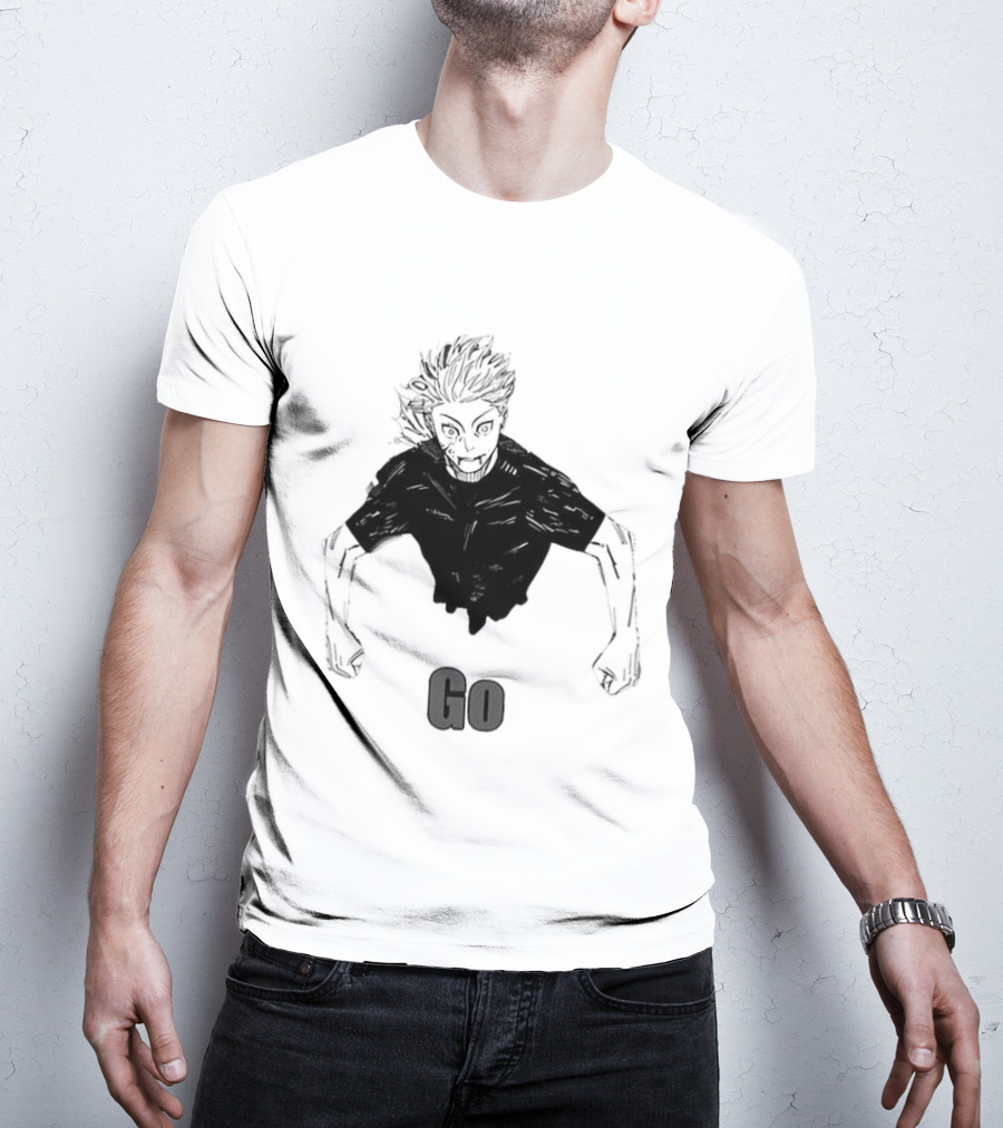 Satoru Gojo Half Body Go Meme Jujutsu Kaisen T-Shirt